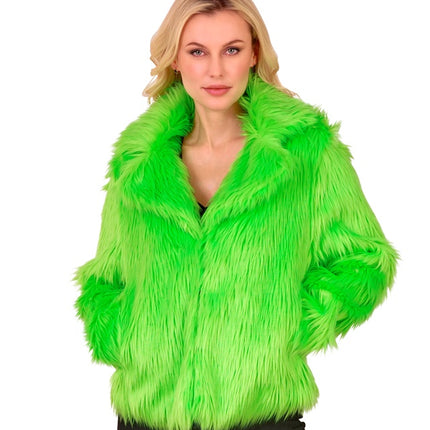 Pelsfrakke Plush Neon Green Ladies