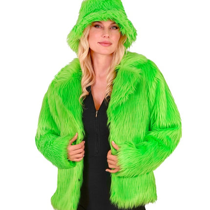 Pelsfrakke Plush Neon Green Ladies