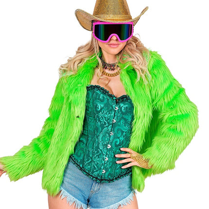 Pelsfrakke Plush Neon Green Ladies