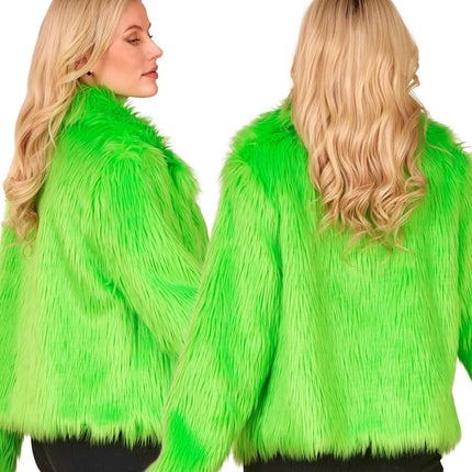 Pelsfrakke Plush Neon Green Ladies