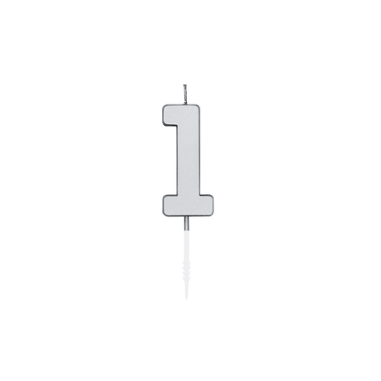1 stearinlys, sølvmetallic, 4,5 cm