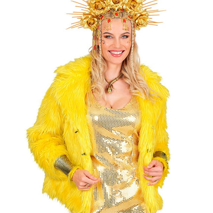 Pelsfrakke Plys til damer Gul