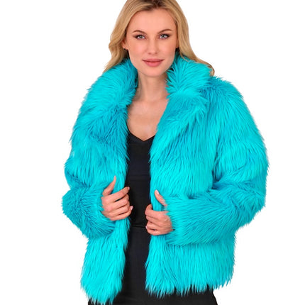 Pelsfrakke til kvinder Plush Turquoise