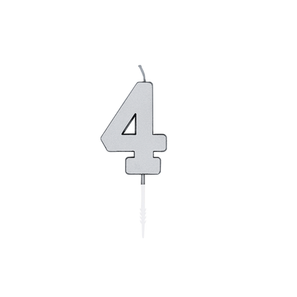 4 stearinlys, sølvmetallic, 4,5 cm
