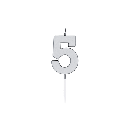 5 stearinlys, sølvmetallic, 4,5 cm