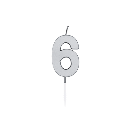 6 stearinlys, sølvmetallic, 4,5 cm