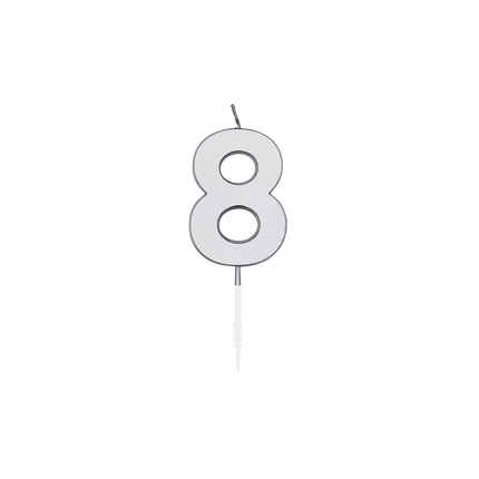 8 stearinlys, sølvmetallic, 4,5 cm