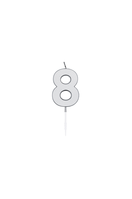 8 stearinlys, sølvmetallic, 4,5 cm