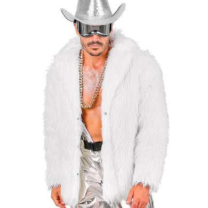 Pelsfrakke plys hvid