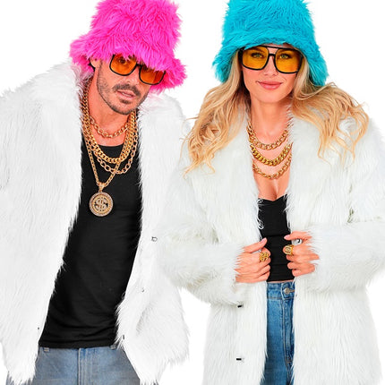 Pelsfrakke plys hvid