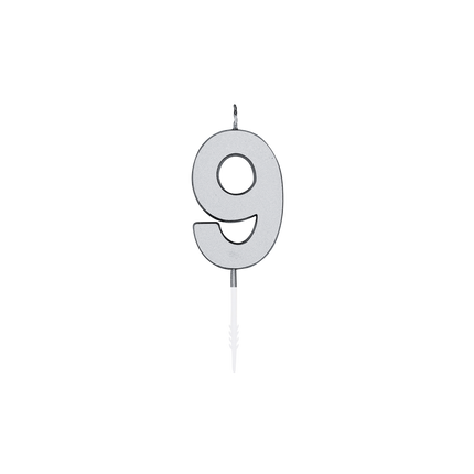 9 stearinlys, sølvmetallic, 4,5 cm