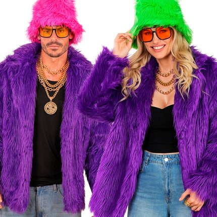 Pelsfrakke plys Lilla