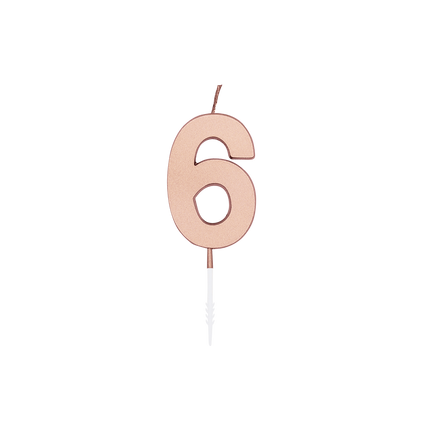 6-års-stearinlys, rosaguld metallic, 4,5 cm