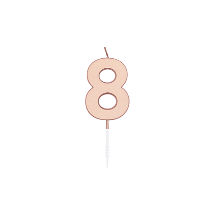 8-års-stearinlys, rosaguld metallic, 4,5 cm
