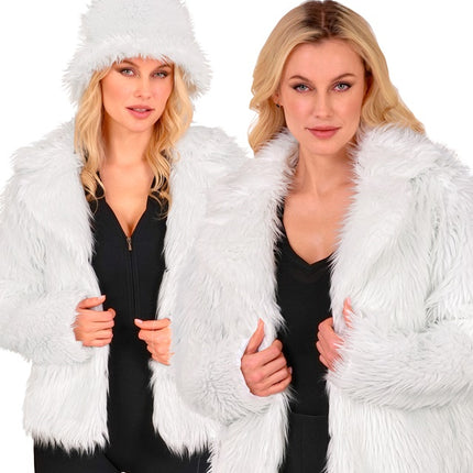 Pelsfrakke til kvinder Plush White
