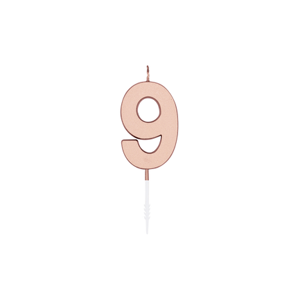 9-års stearinlys, rosaguld metallic, 4,5 cm