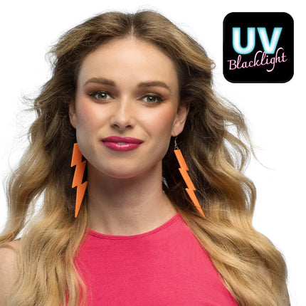 Par øreringe i neonorange UV-farve