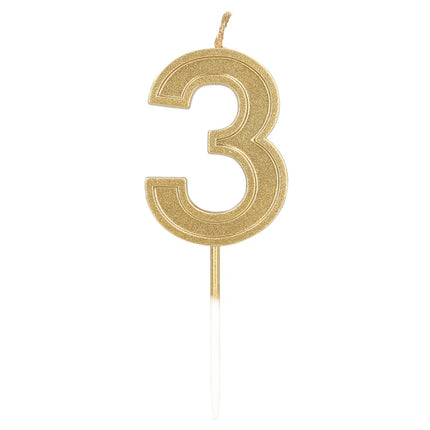 Lys „Elegant '3'“ i guld på lysestage (3 x 4,2 x 0,7 cm)