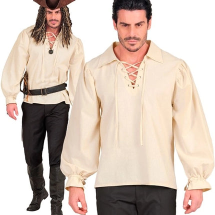 BEIGE SHIRT MED HISTORISK PRÆG