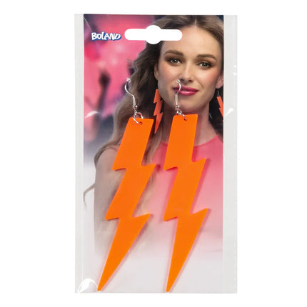 Par øreringe i neonorange UV-farve