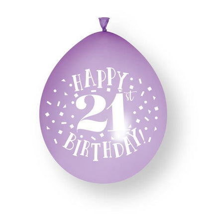 10ct Happy 21st Birthday 23cm Latex Balloons van Unique koop je bij Partywinkel