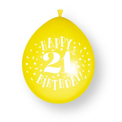 10ct Happy 21st Birthday 23cm Latex Balloons van Unique koop je bij Partywinkel
