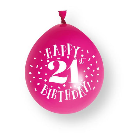 10ct Happy 21st Birthday 23cm Latex Balloons van Unique koop je bij Partywinkel