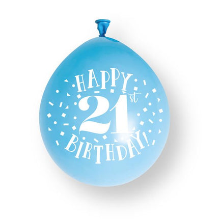 10ct Happy 21st Birthday 23cm Latex Balloons van Unique koop je bij Partywinkel