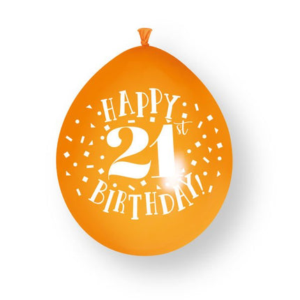 10ct Happy 21st Birthday 23cm Latex Balloons van Unique koop je bij Partywinkel