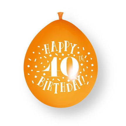 10ct Happy 40th Birthday 23cm Latex Balloons van Unique koop je bij Partywinkel