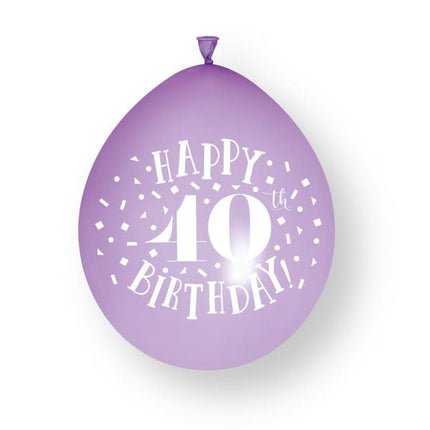 10ct Happy 40th Birthday 23cm Latex Balloons van Unique koop je bij Partywinkel