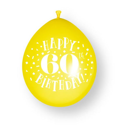 10ct Happy 60th Birthday 23cm Latex Balloons van Unique koop je bij Partywinkel