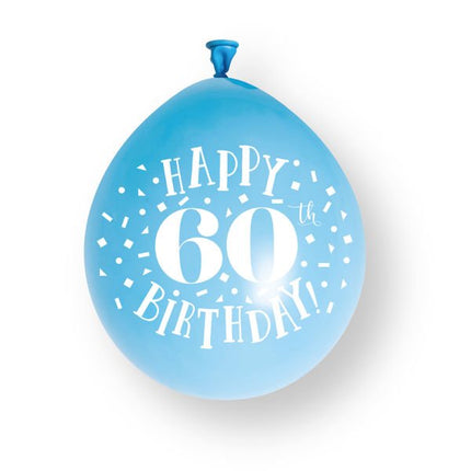 10ct Happy 60th Birthday 23cm Latex Balloons van Unique koop je bij Partywinkel