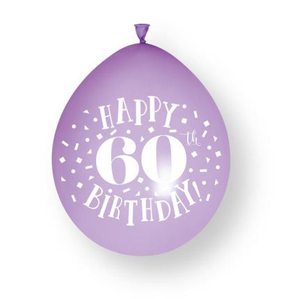 10ct Happy 60th Birthday 23cm Latex Balloons van Unique koop je bij Partywinkel