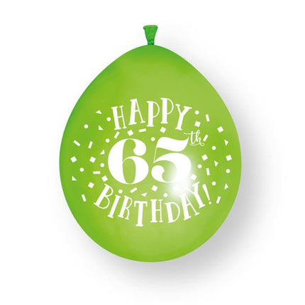 10ct Happy 65th Birthday 23cm Latex Balloons van Unique koop je bij Partywinkel