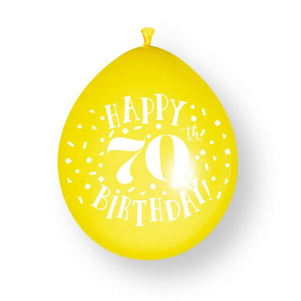 10ct Happy 70th Birthday 23cm Latex Balloons van Unique koop je bij Partywinkel
