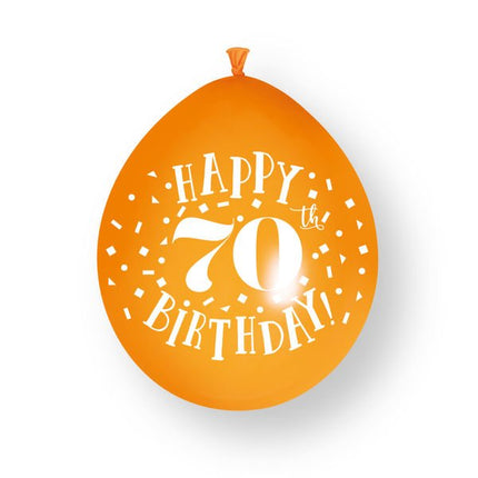 10ct Happy 70th Birthday 23cm Latex Balloons van Unique koop je bij Partywinkel