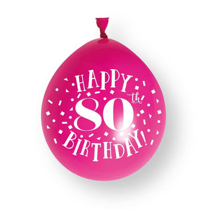 10ct Happy 80th Birthday 23cm Latex Balloons van Unique koop je bij Partywinkel