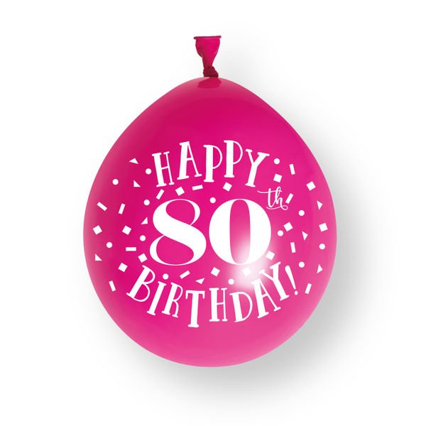 10ct Happy 80th Birthday 23cm Latex Balloons van Unique koop je bij Partywinkel