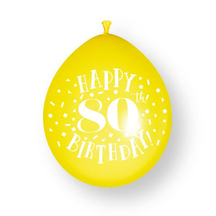 10ct Happy 80th Birthday 23cm Latex Balloons van Unique koop je bij Partywinkel