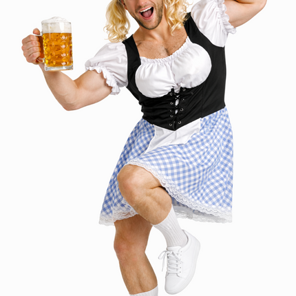 Blå dirndl-kjole til Oktoberfest til mænd