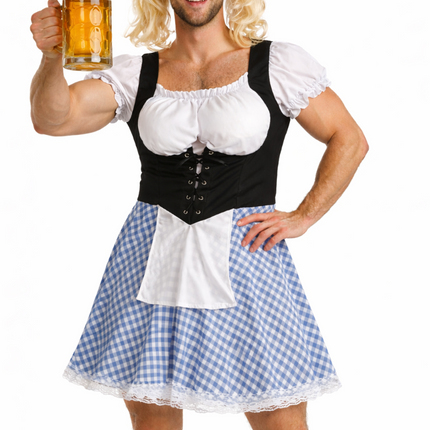 Blå dirndl-kjole til Oktoberfest til mænd