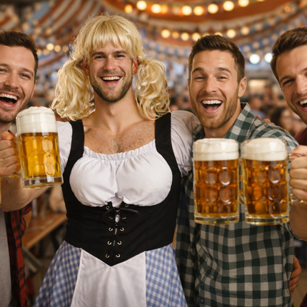Blå dirndl-kjole til Oktoberfest til mænd