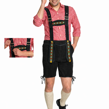 Oktoberfest-læderbukser, sorte, korte