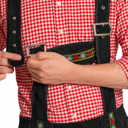 Oktoberfest-læderbukser, sorte, korte