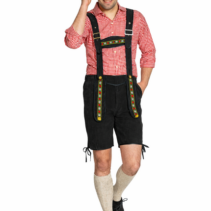 Oktoberfest-læderbukser, sorte, korte
