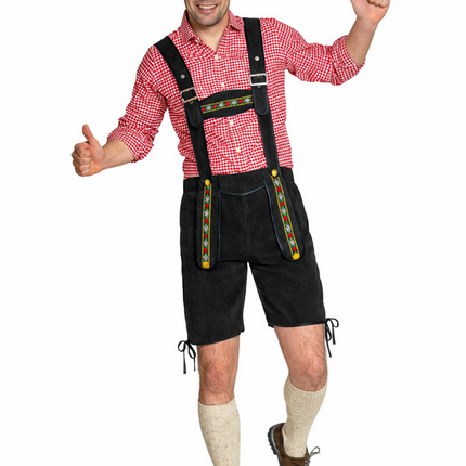 Oktoberfest-læderbukser, sorte, korte