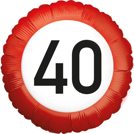 40-års heliumballon-trafikskilt, tom, 45 cm