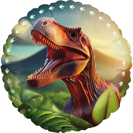 Dinosaur-heliumballon, farvet, rund, tom, 45 cm