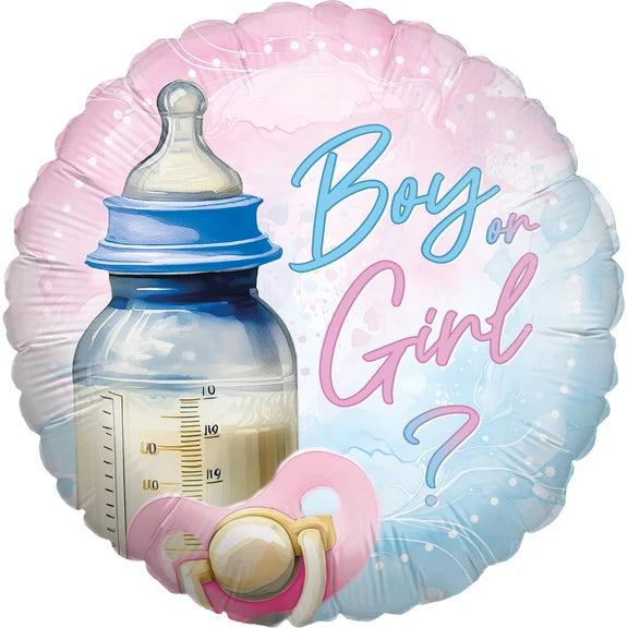 Babyshower-heliumballon, dreng eller pige, tom, 45 cm